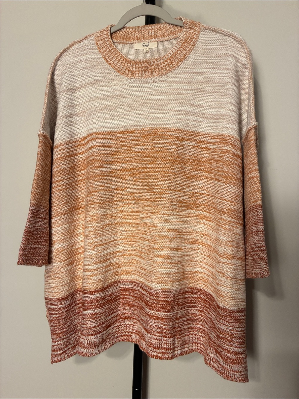 easel Striped Crewneck Sweater in Cream and Rust oversized medium